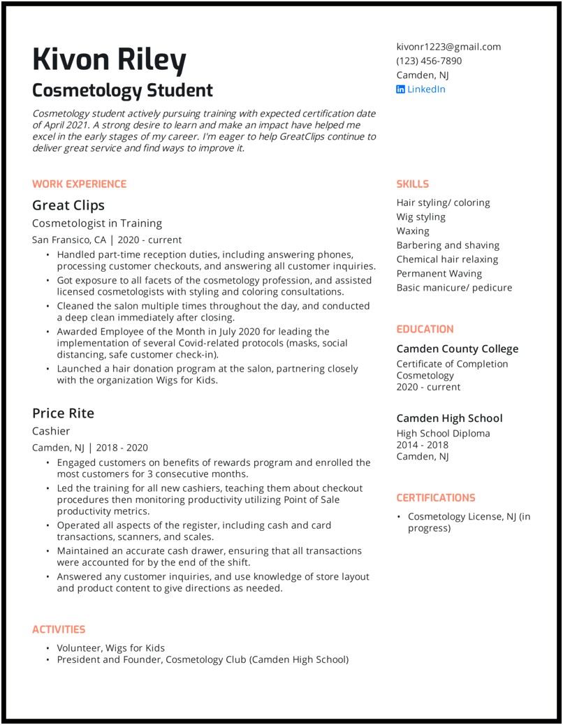 Cosmetologist Job Description For A Resume