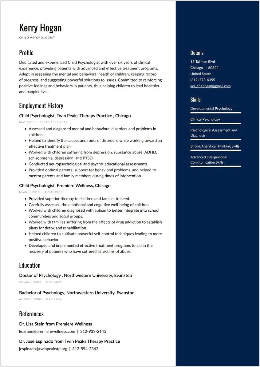 Counseling And Psychology Professor Resume Samples
