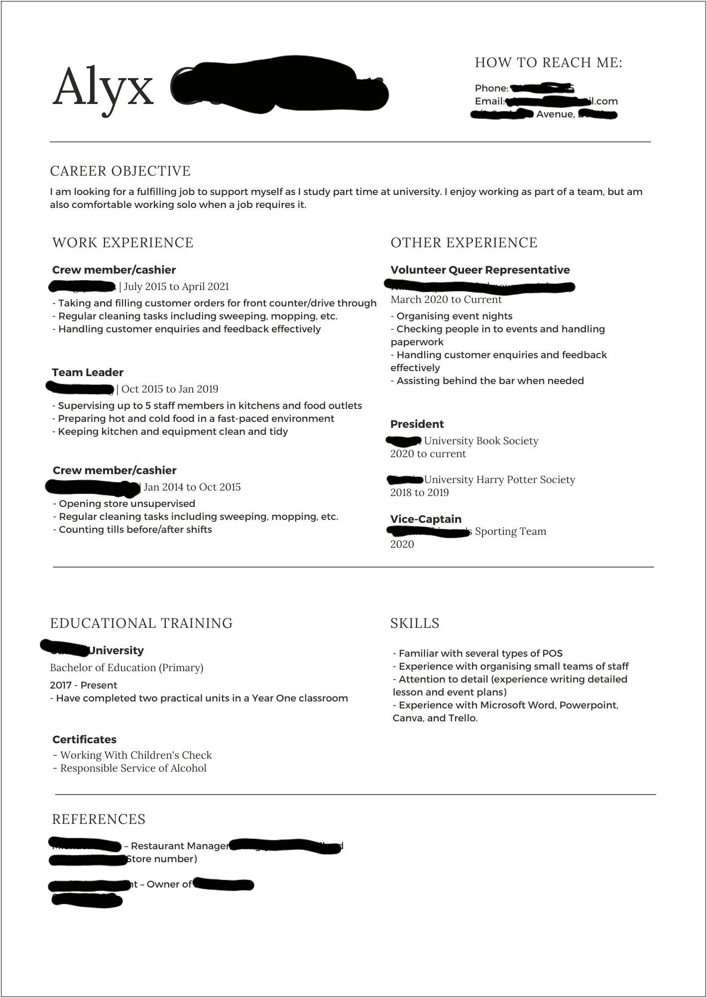 Counter Staff Job Description Resume