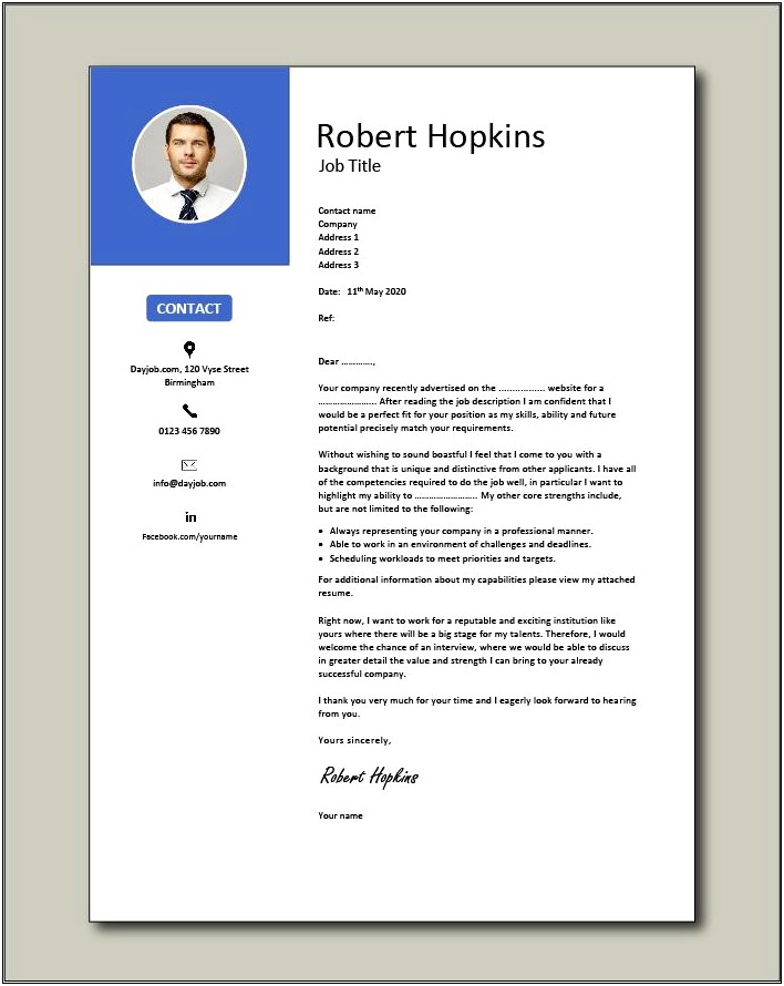 Cover Letter Examples For A Resume Free