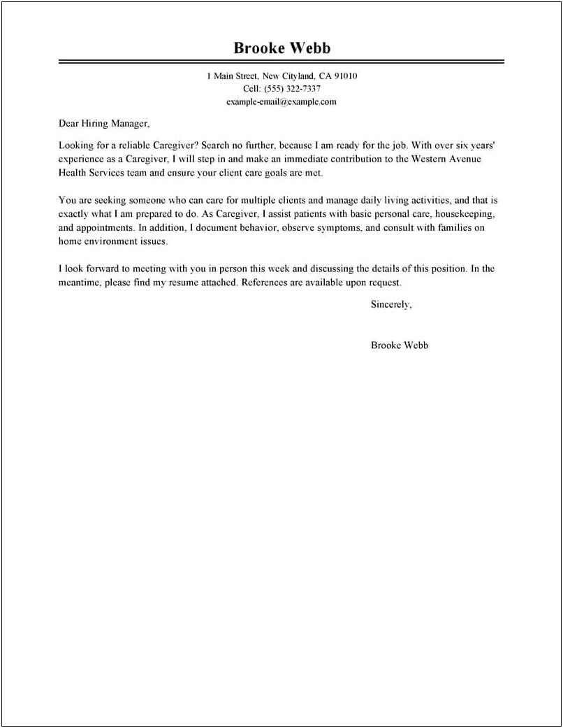 Cover Letter Examples For Resume Healthcare