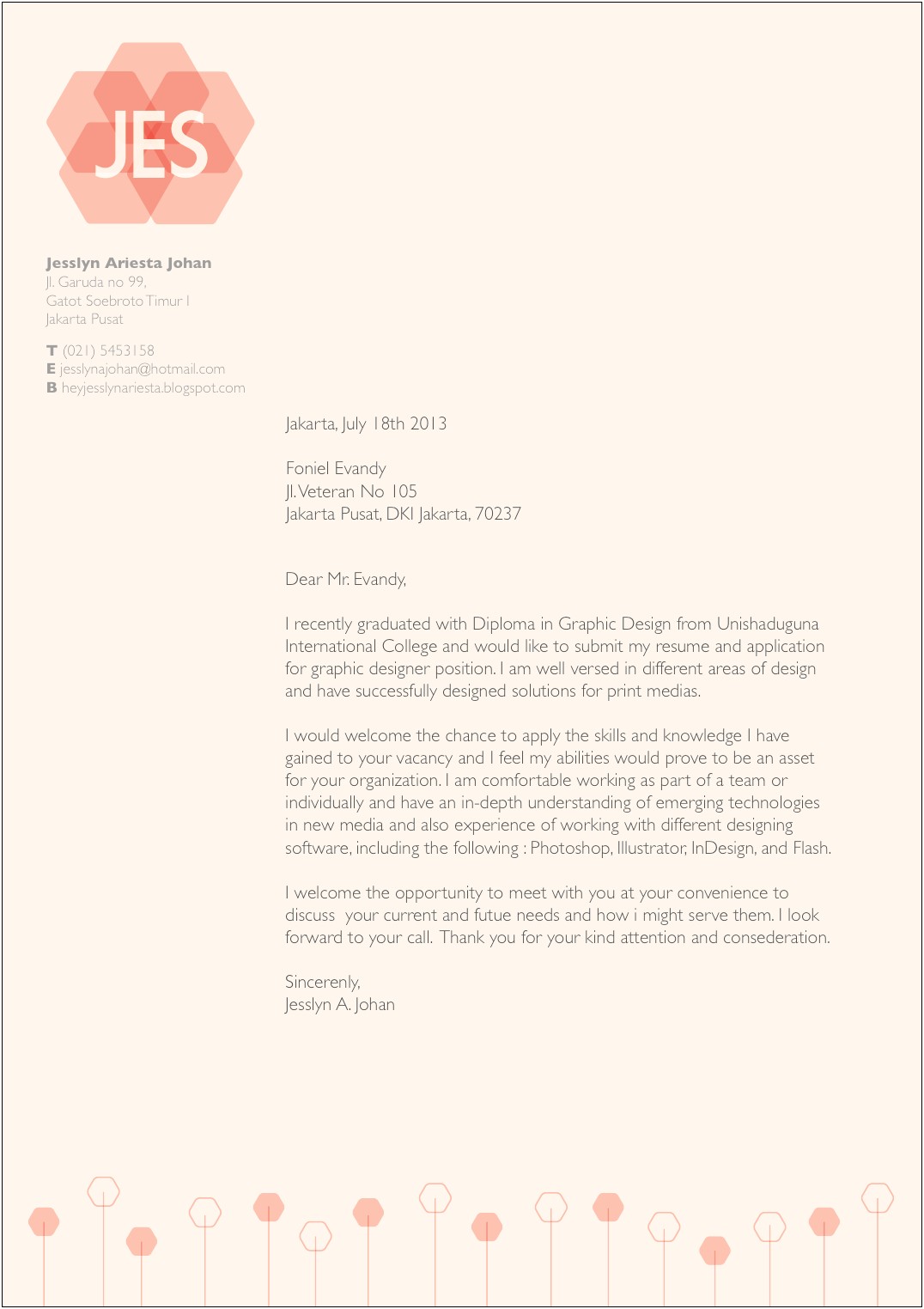 Cover Letter For A Graphic Artist Resume