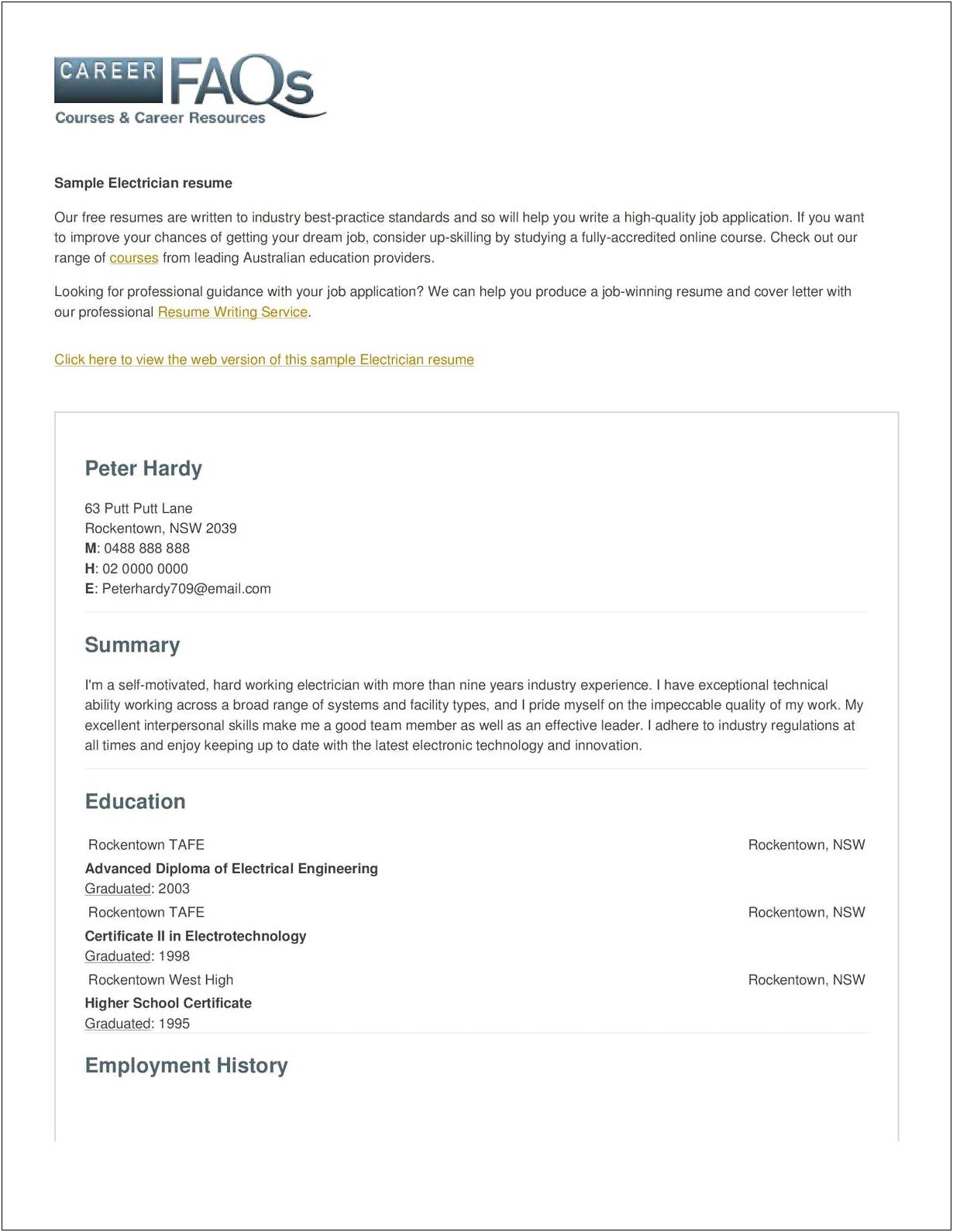 Cover Letter For Electrician Resume Examples