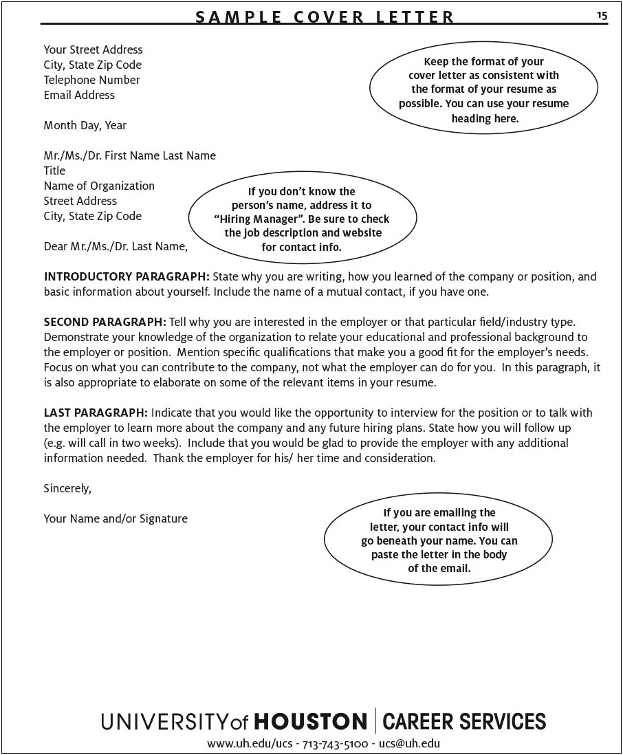 Cover Letter For Emailing Resume Samples