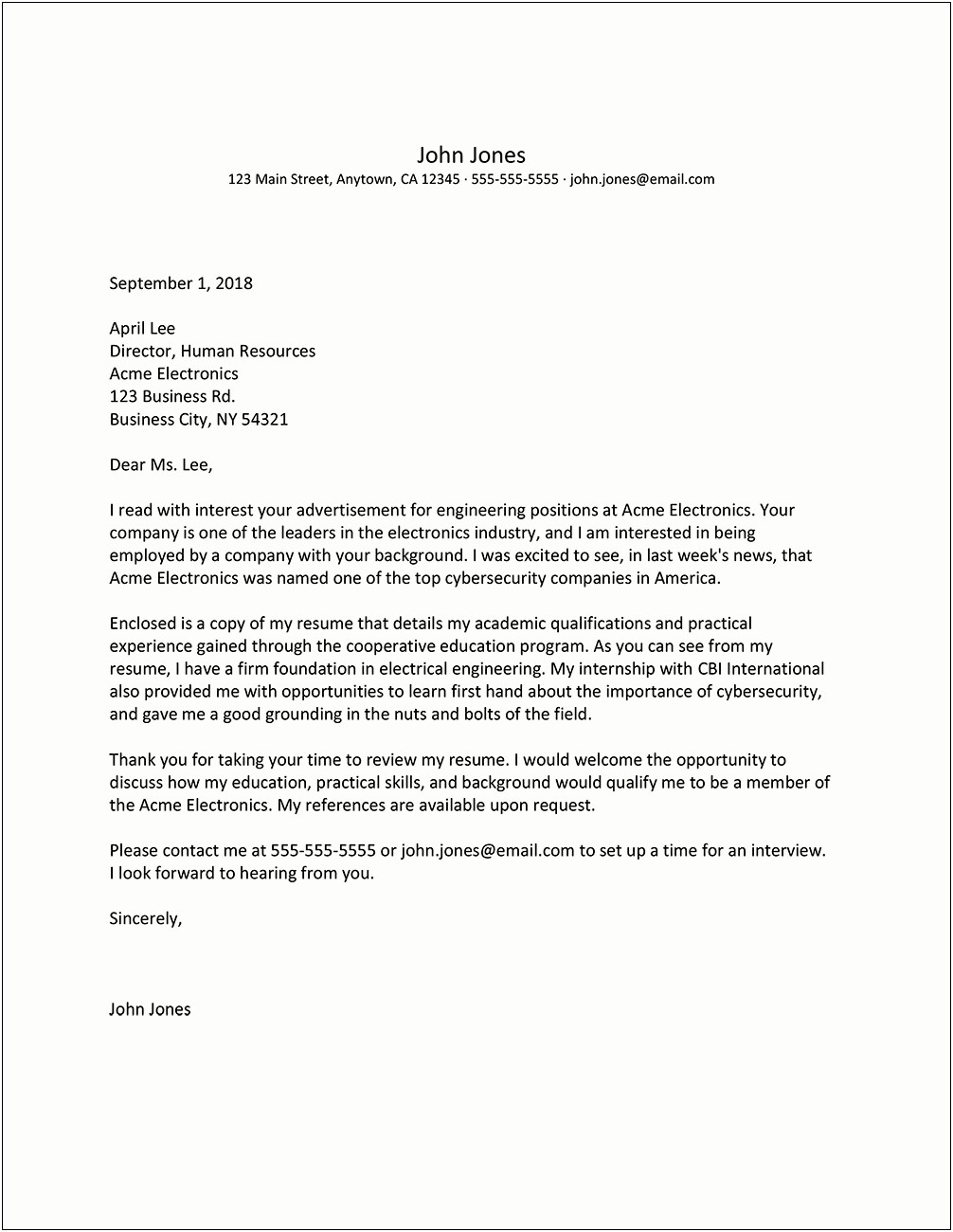 Cover Letter For Resume Engineering Examples