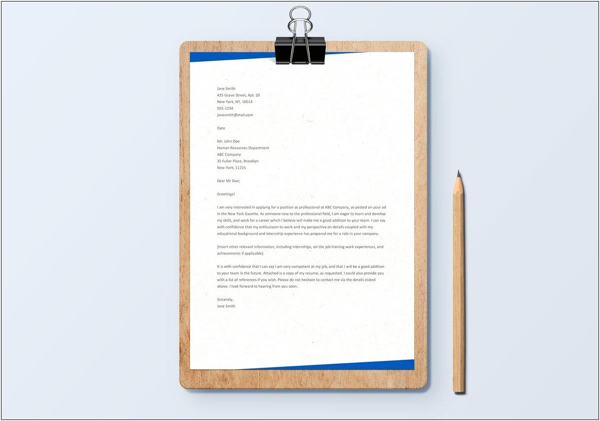 Cover Letter For Resume Microsoft Word
