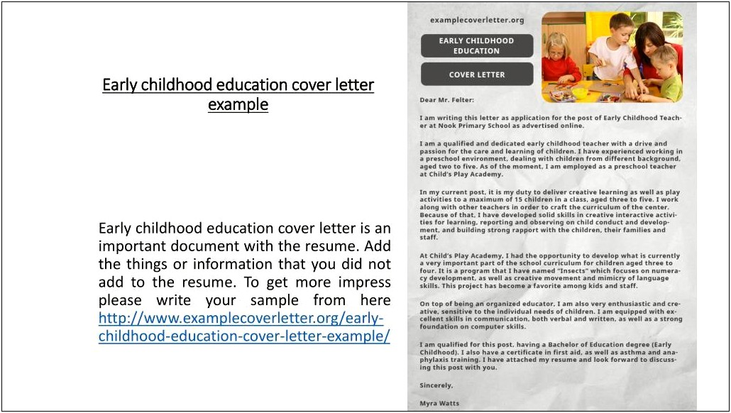 Cover Letter For Resume Preschool Teacher