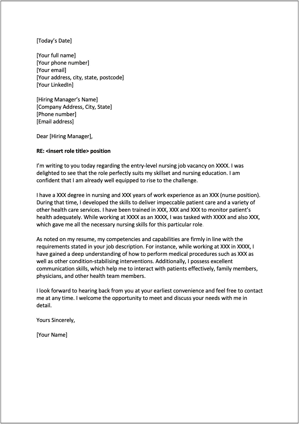 Cover Letter For School Nurse Resume