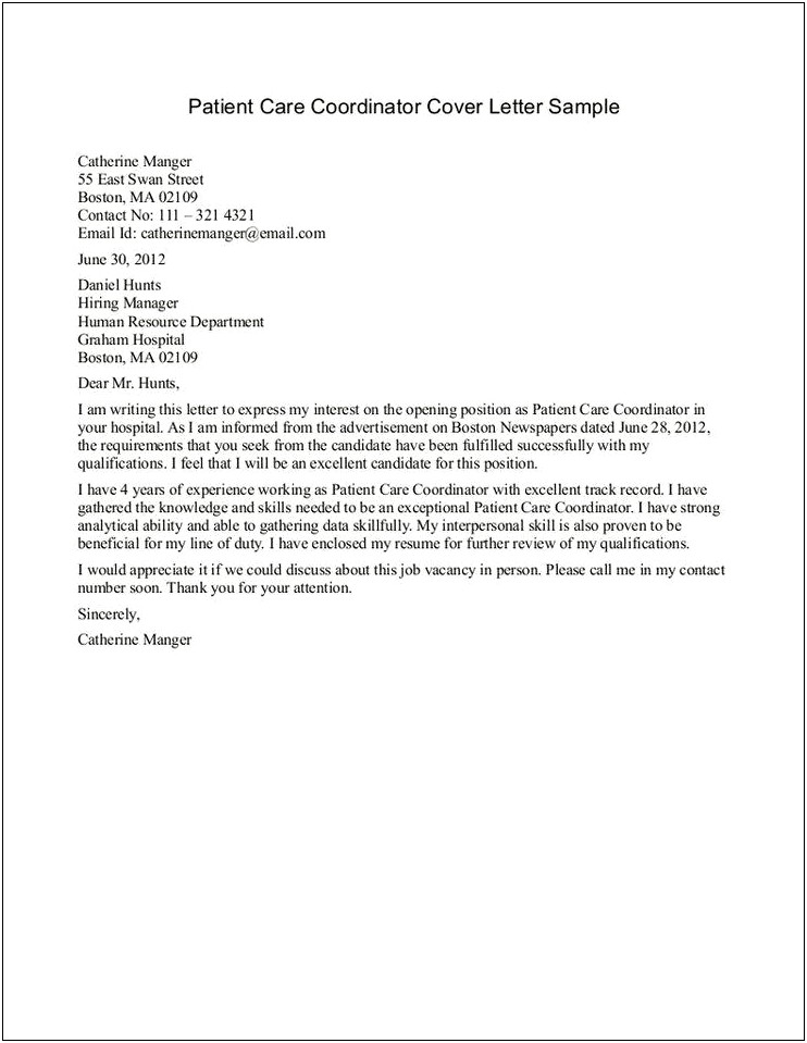 Cover Letter Resume Example Lvn