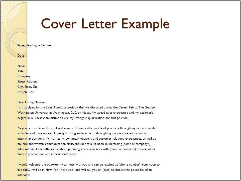 Cover Letter Same Heading As Resume