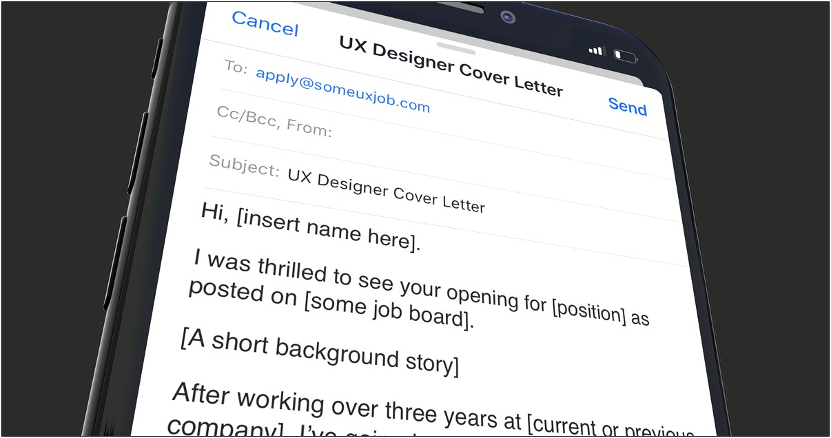 Cover Letter Send Portfolio And Resume