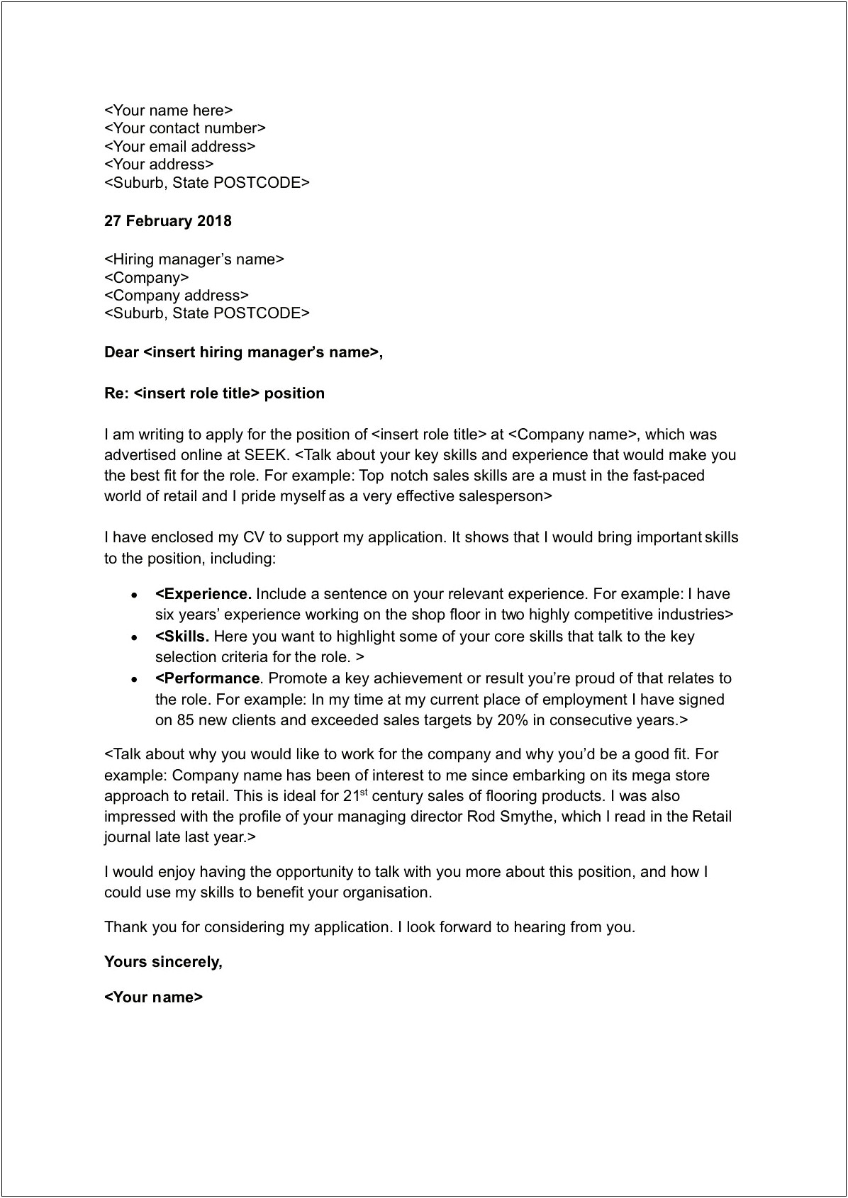 Cover Letter To A Resume Exampl