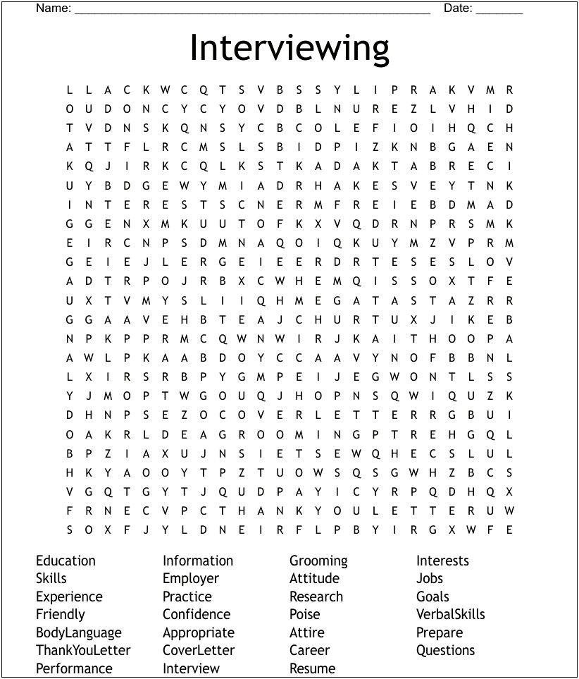 Cover Letters And Resumes Word Search Answers