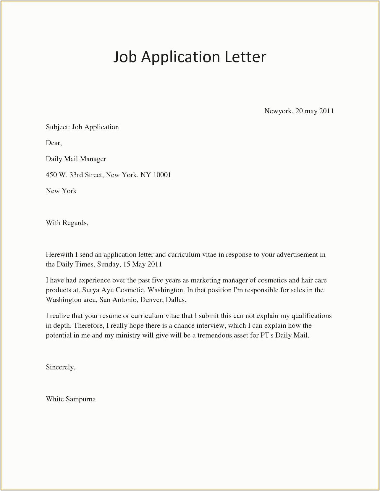 Covering Letter Format For Resume Pdf