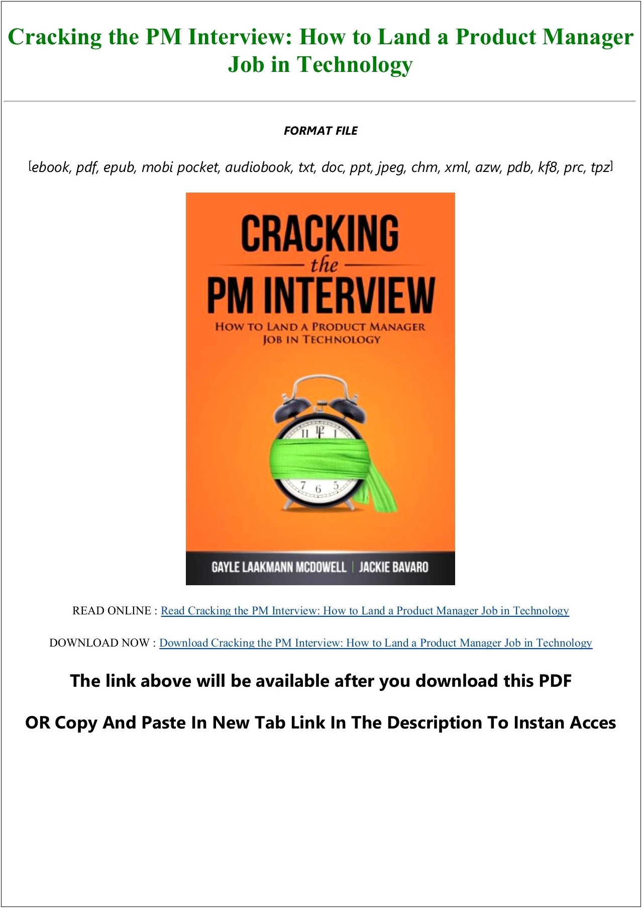 Cracking The Pm Interview Resume Template