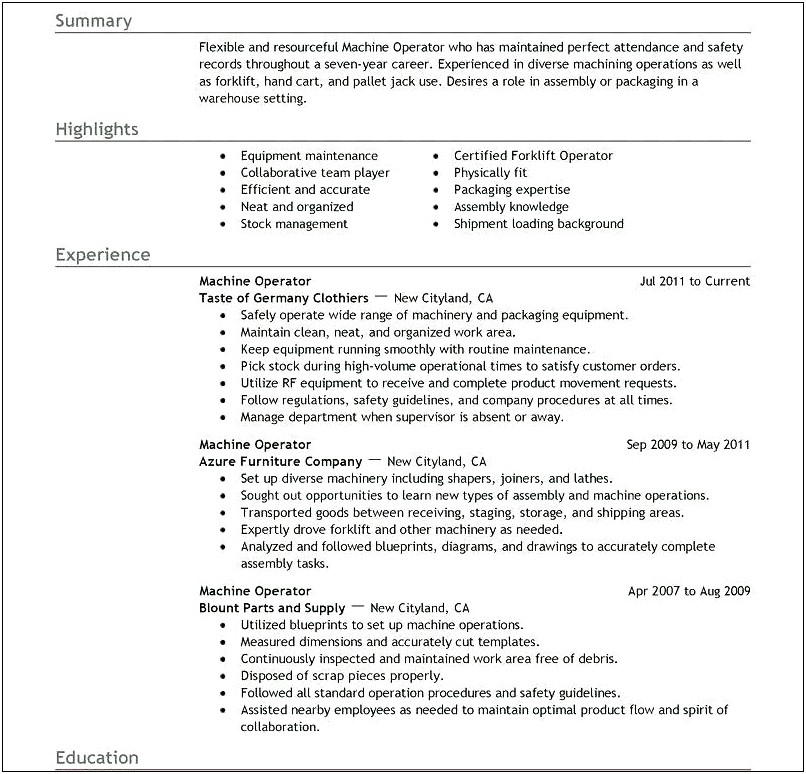Crane Operator Job Description For Resume
