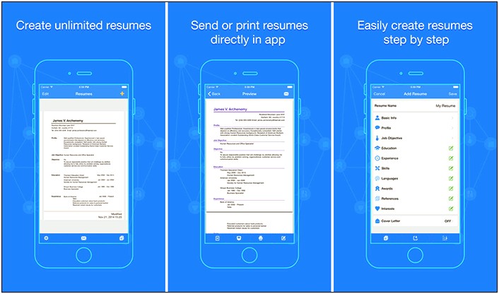 Create Free Resume On Iphone