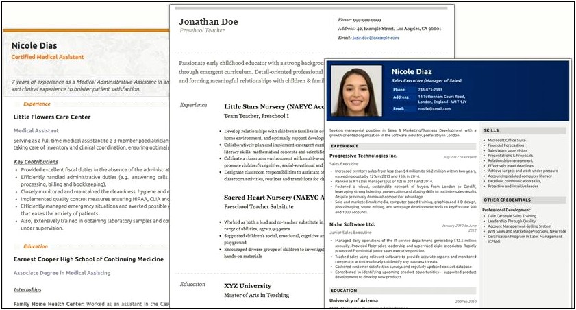 Create Free Resume Online Color