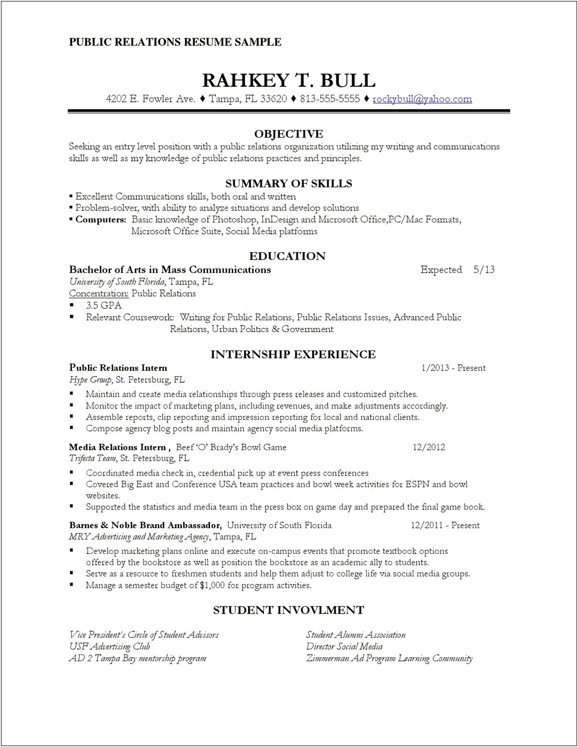Creating A Public Relations Summary For Resume