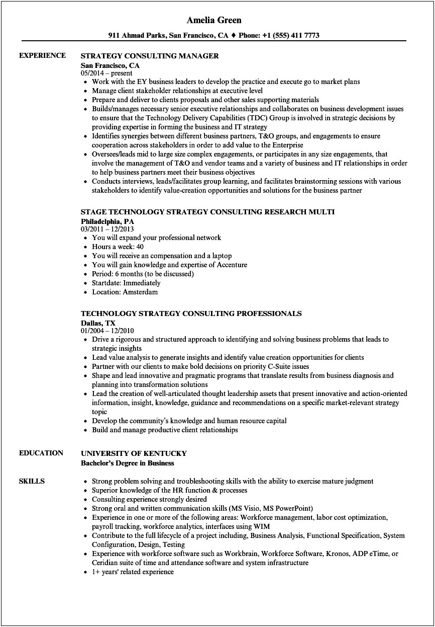 Creating A Resume With Consulting Experience