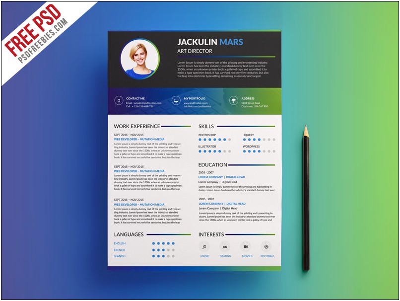 Creative Resume Psd Template Free Download