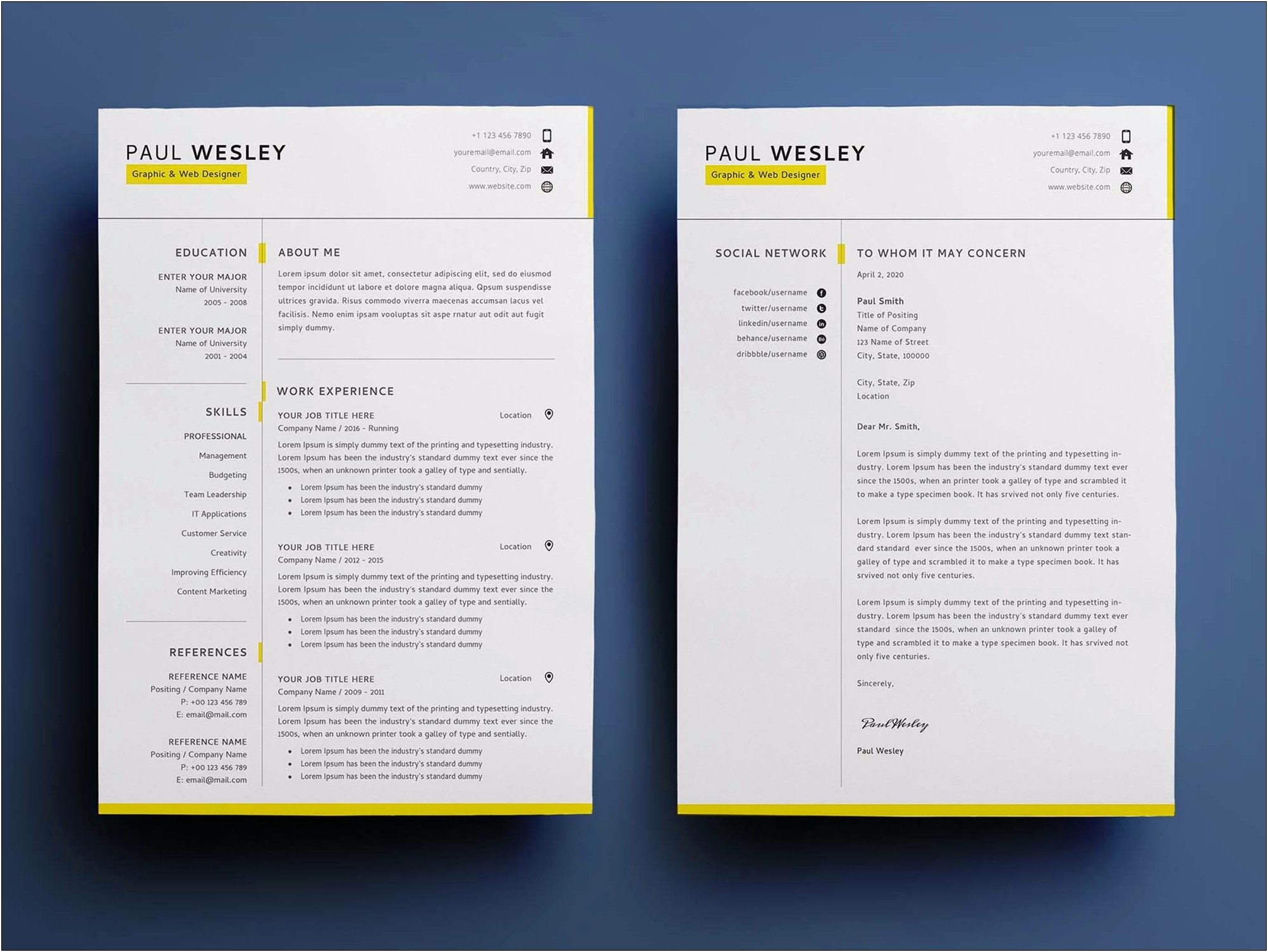 Creative Resume Template Free Download Psd