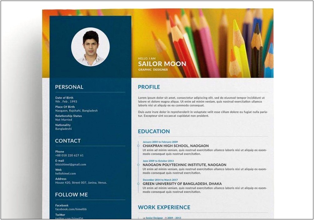 Creative Resume Templates For Graphic Designers Psd