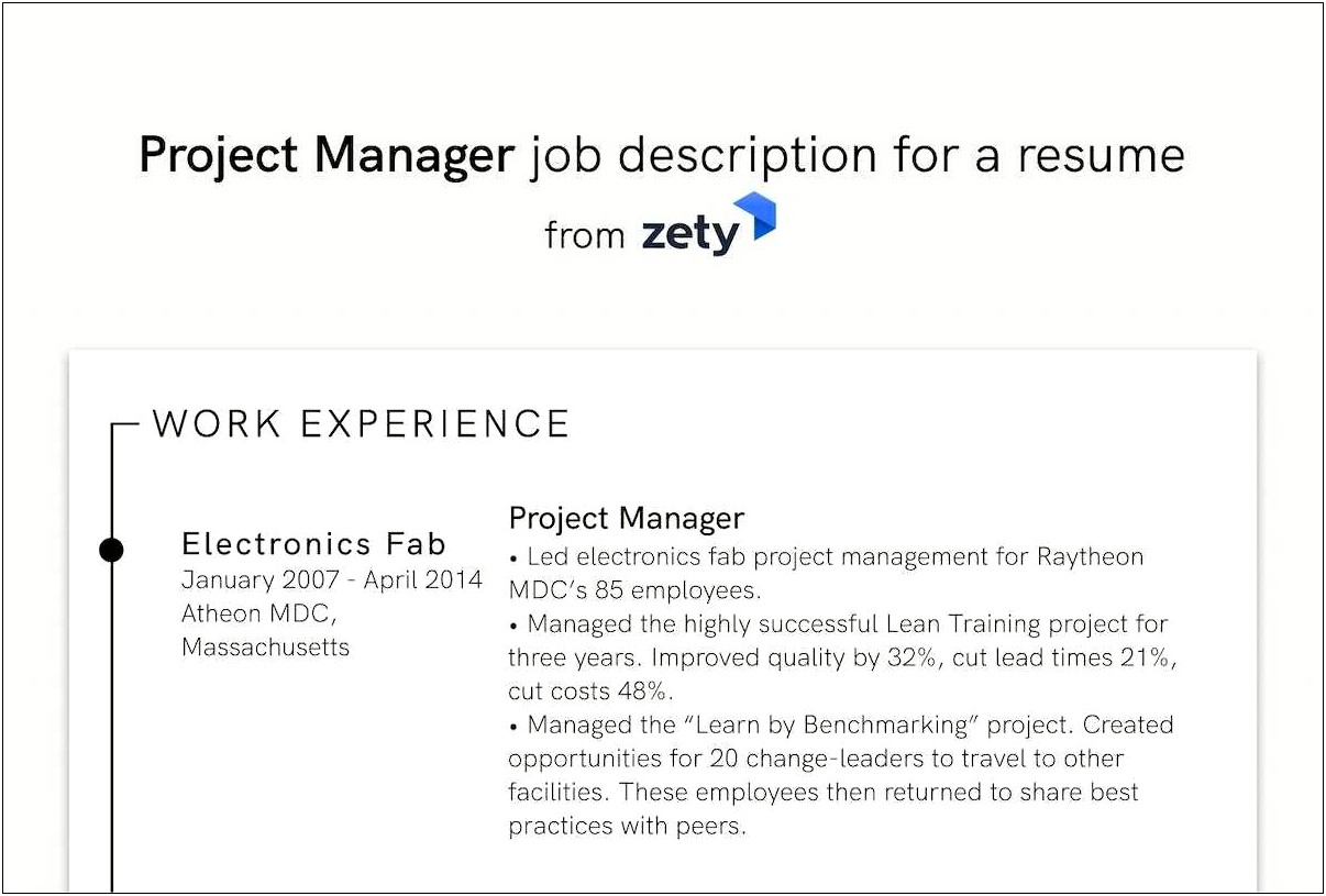 Creativity And Project Management Examples For Resume