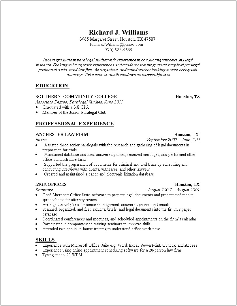 Criminal Defense Attorney Postiion Job Resume