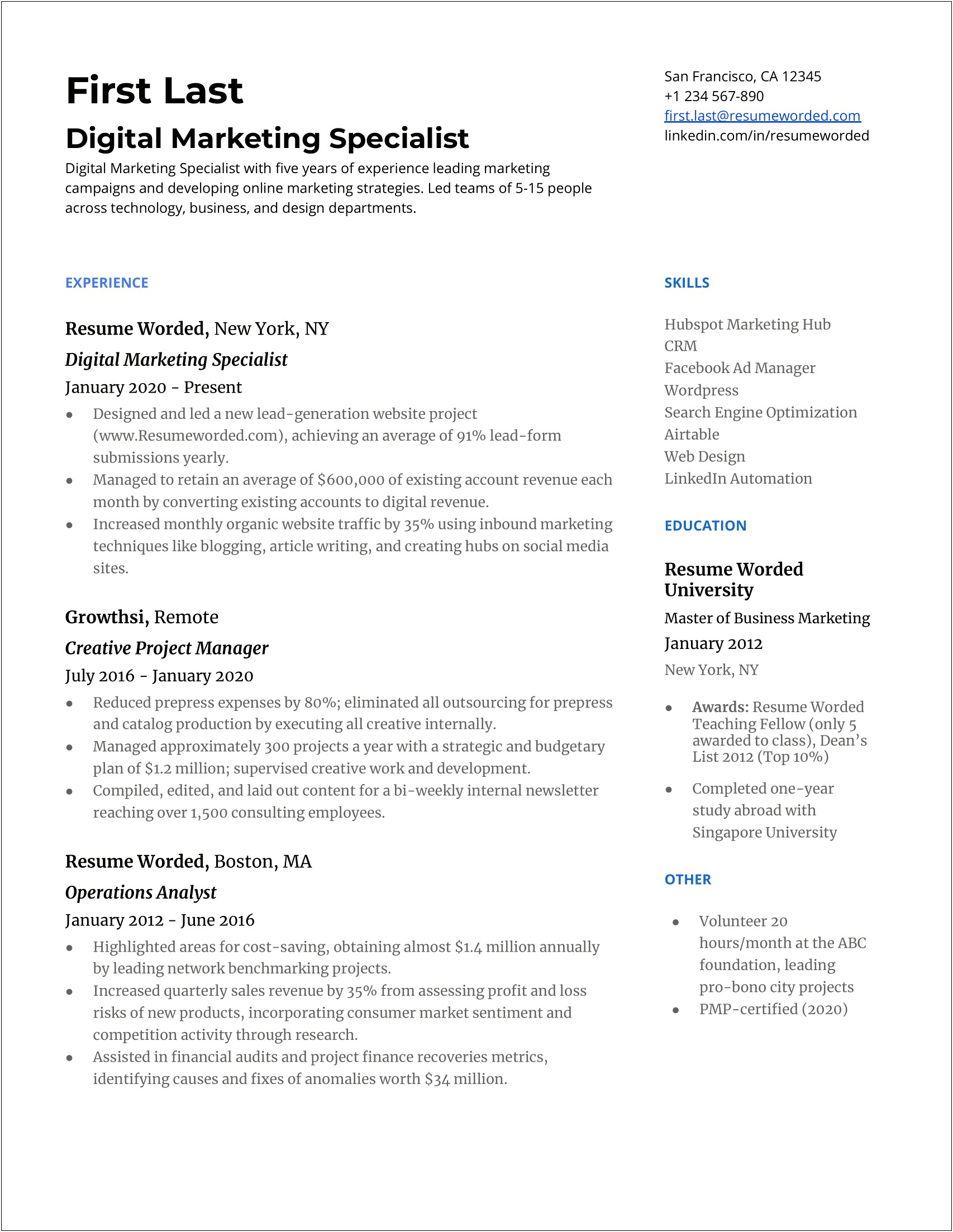 Crm Experience On Resume Examples