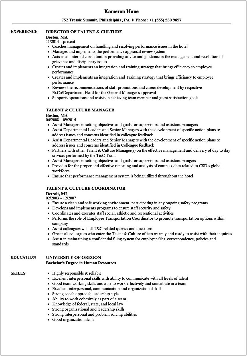 Cultural Competence On Resume Examples