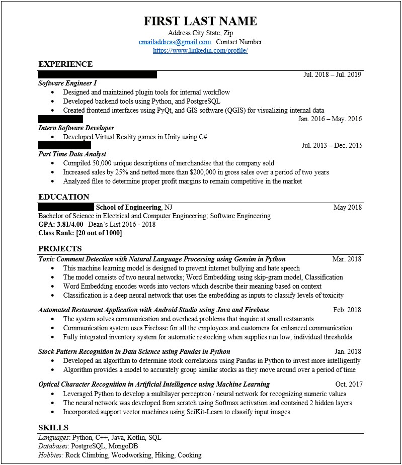 Current Job On A Resume