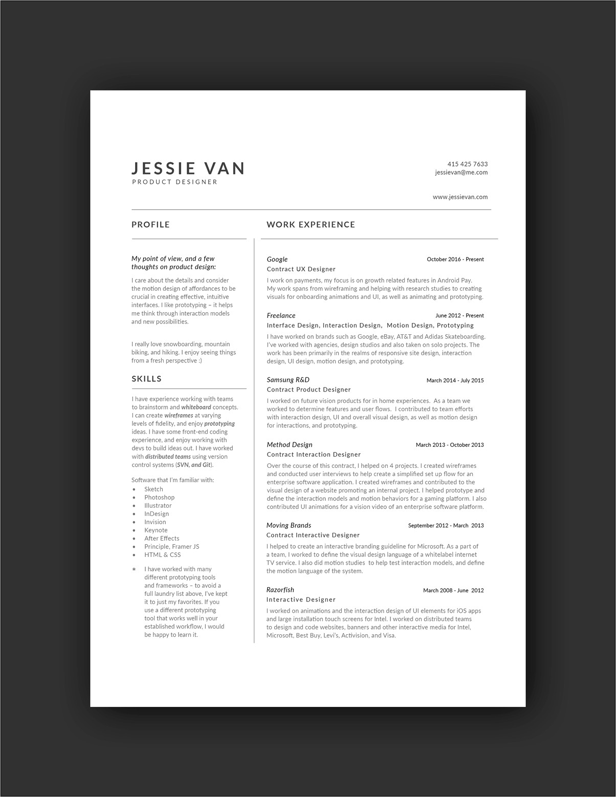 Current Job On Resume Example