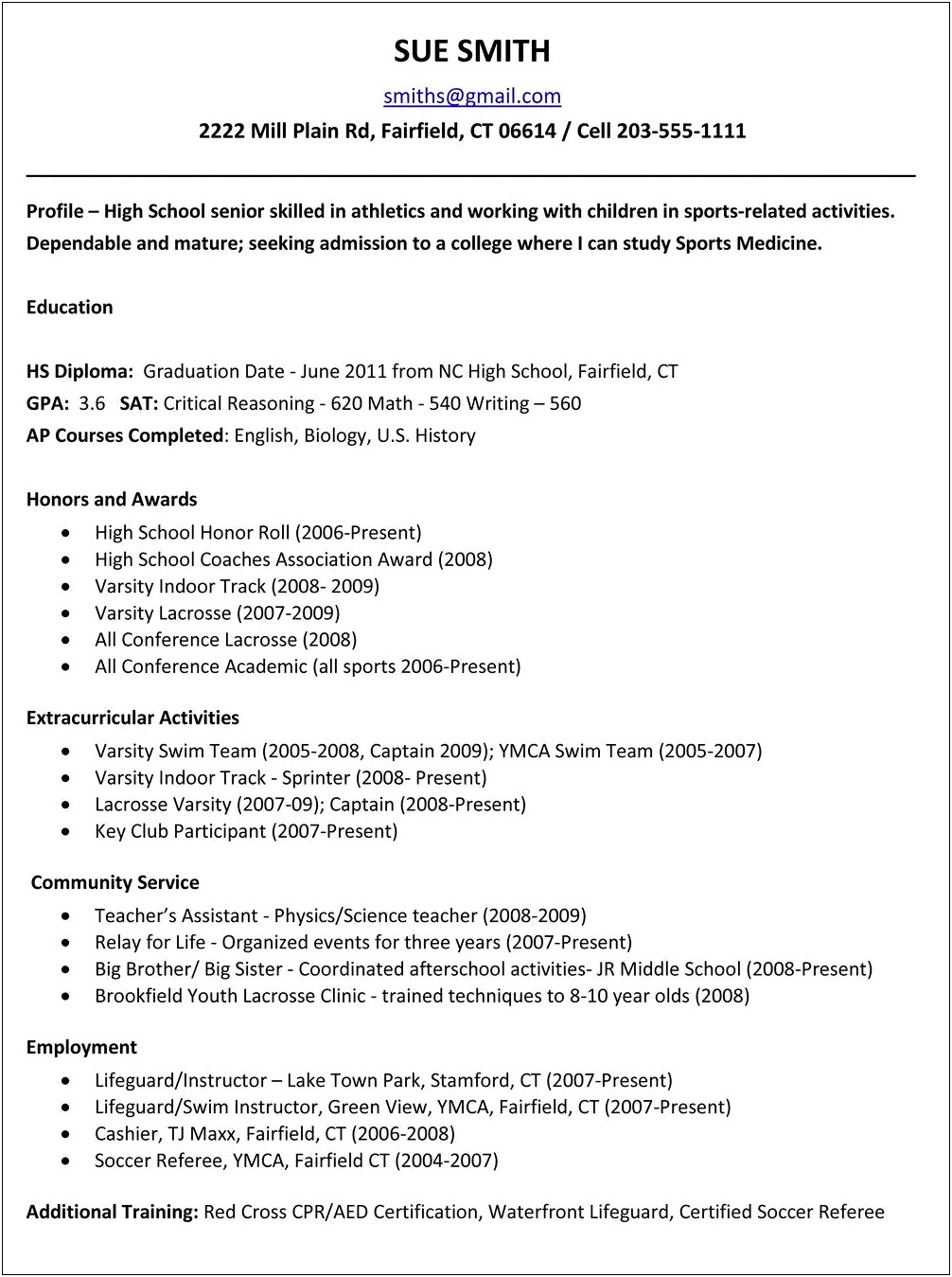 Curricular Activities Examples In Resume