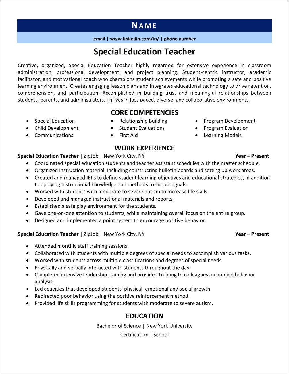 Curriculum And Instruction Resume Examples
