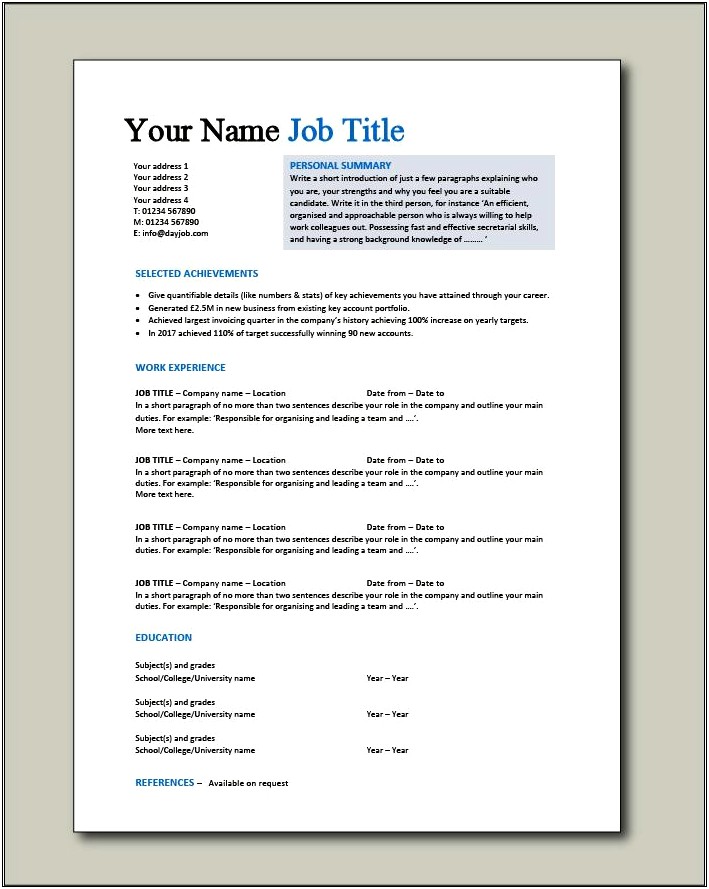 Curriculum Vitae Job Resume Examples