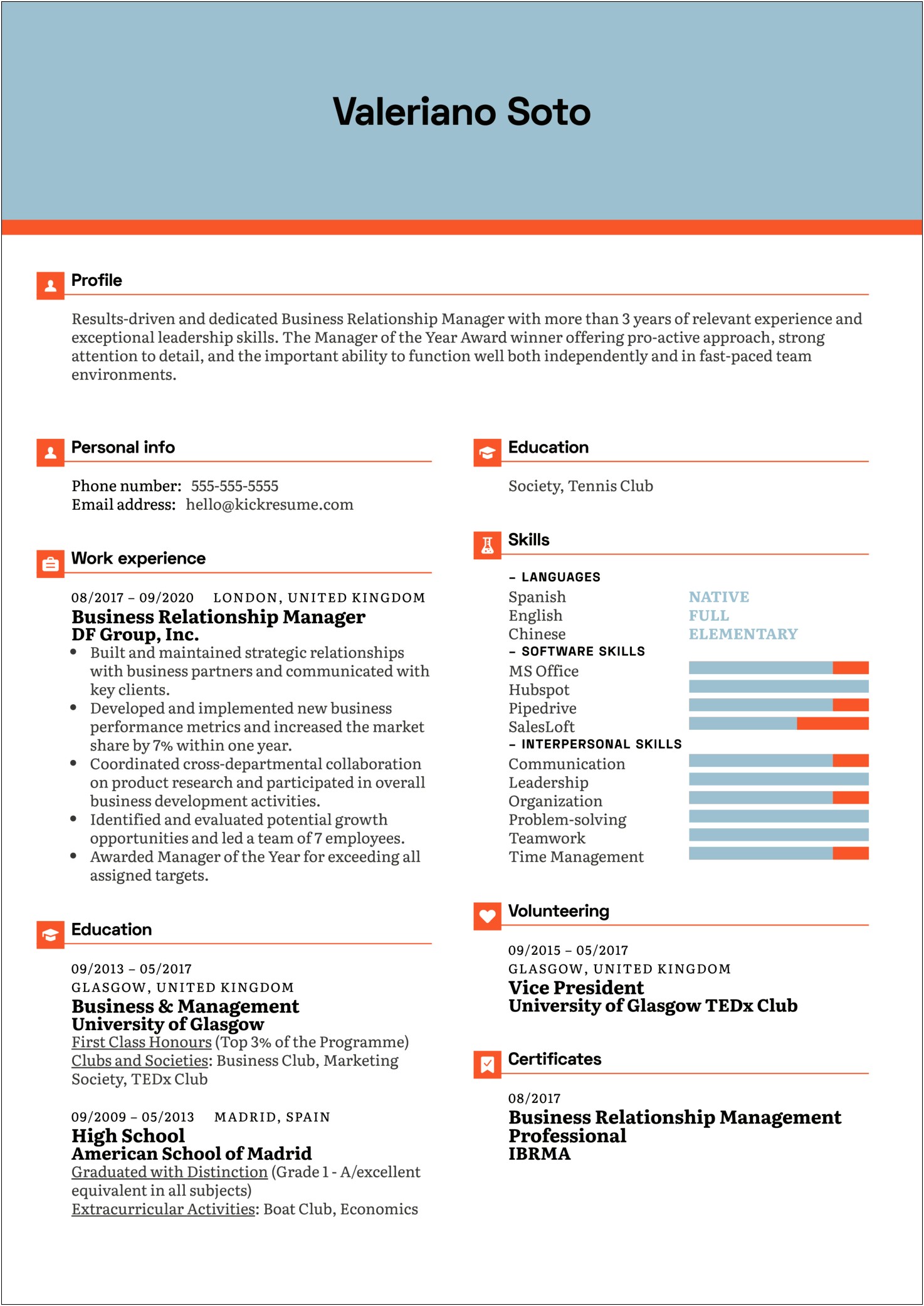 Customer Relationship Manager Resume Profile