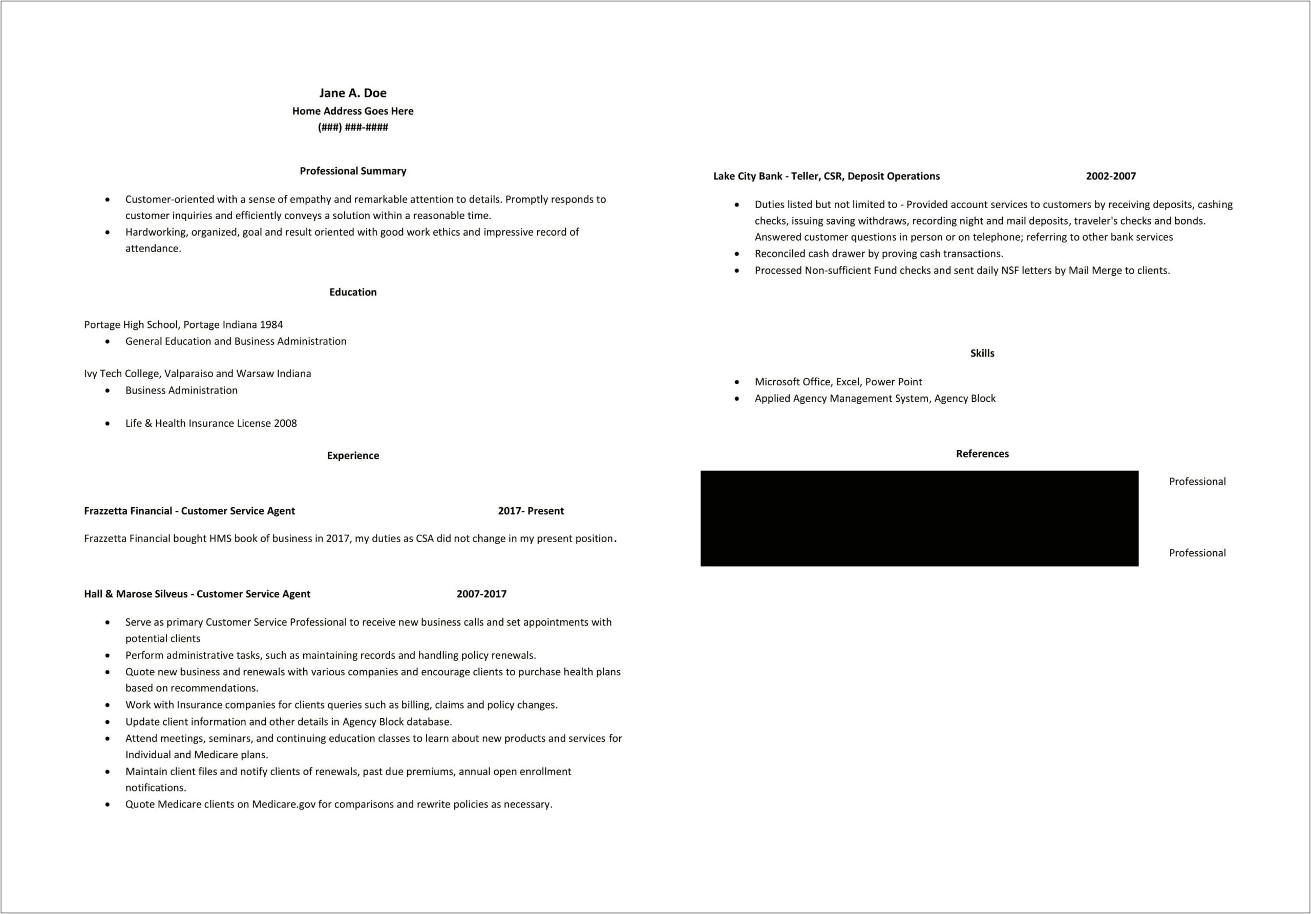 Customer Service Agent Job Description For Resume