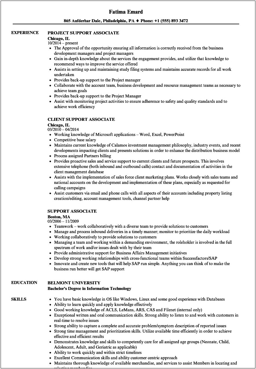 Customer Service Associate Resume Job Description