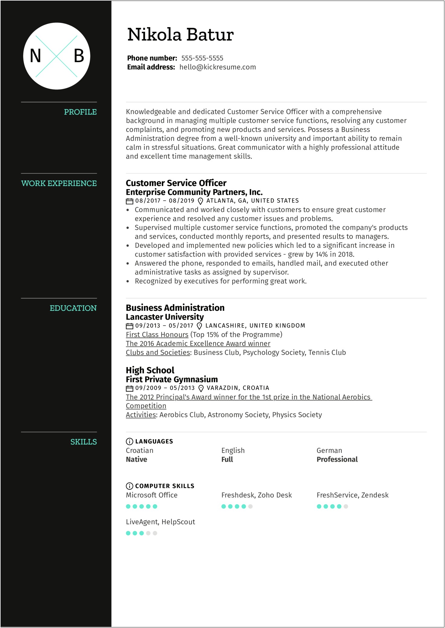 Customer Service Resume Highlights Examples