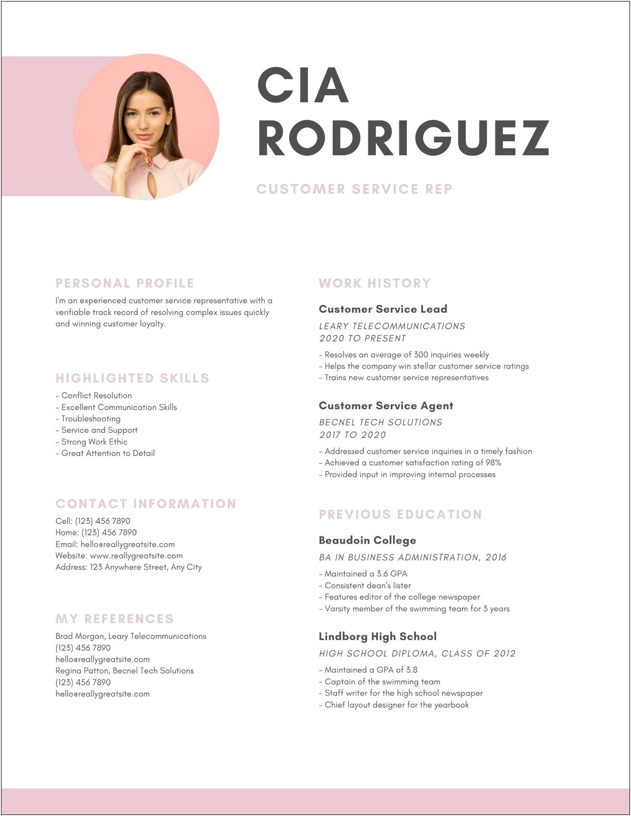 Customer Service Work From Home Resume