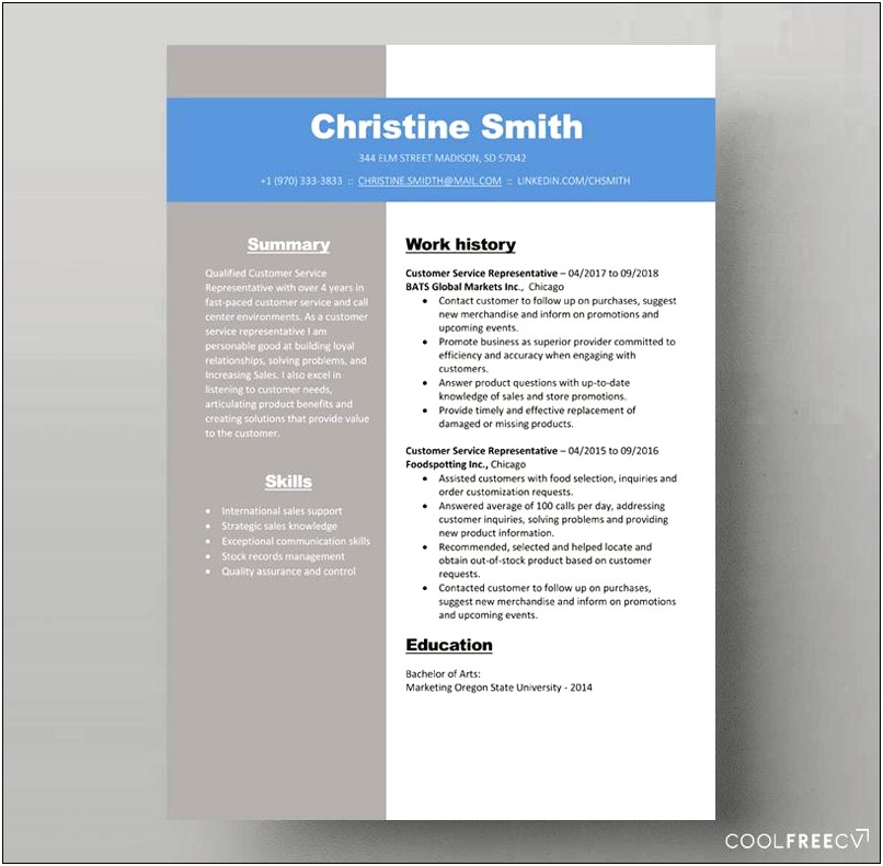 Customer Specialist Great Resume Summary Sample