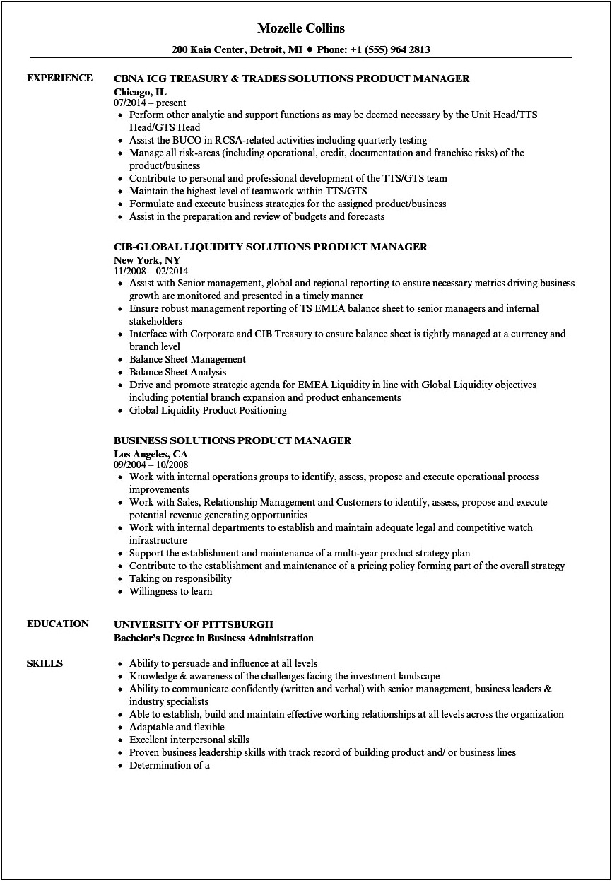Cv Compiler Product Manager Resumes