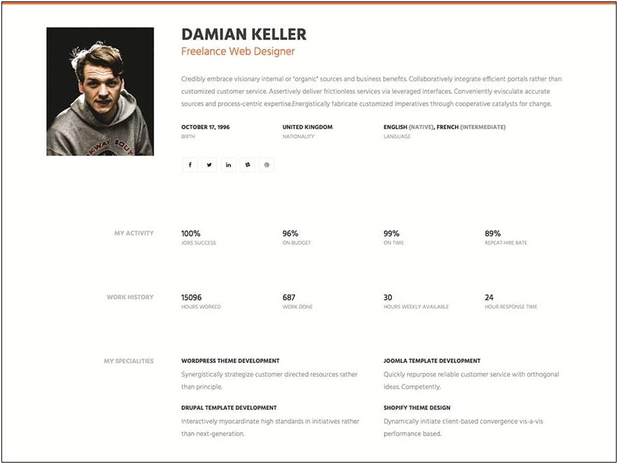 Cv Resume Bootstrap Free Simple