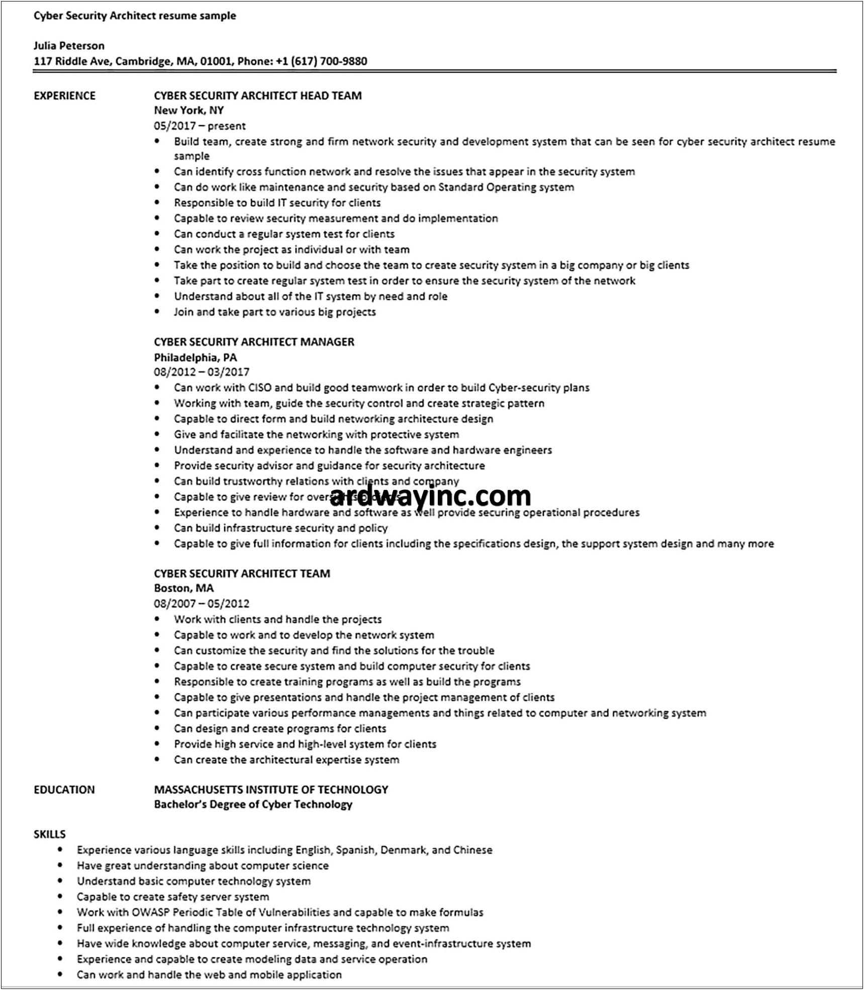 Cyber Security Analyst Resume Skills