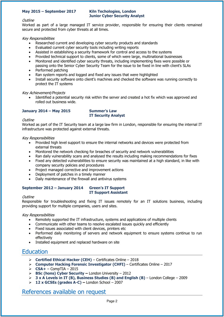 Cyber Security Risk Management Analyst Resume