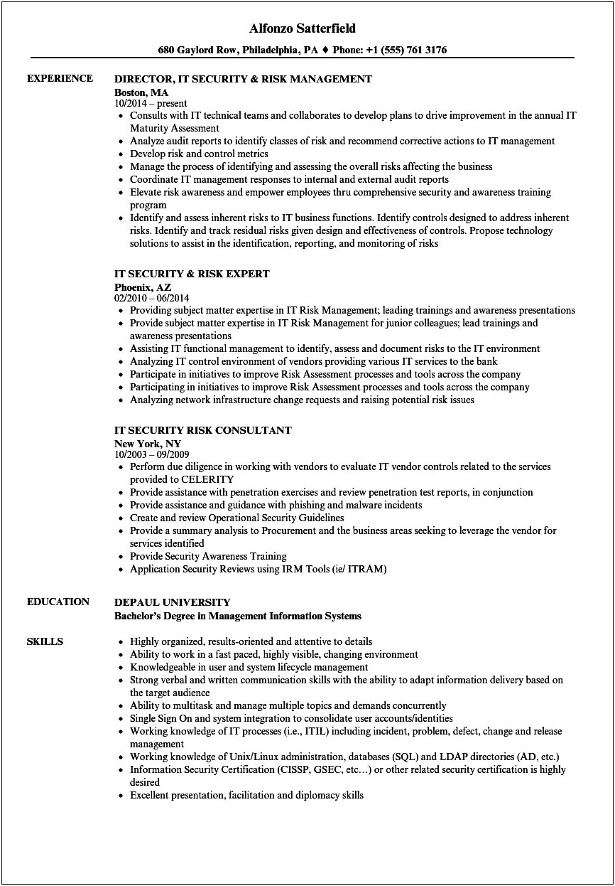 Cybersecurity Managing Risk In The Information Age Resume