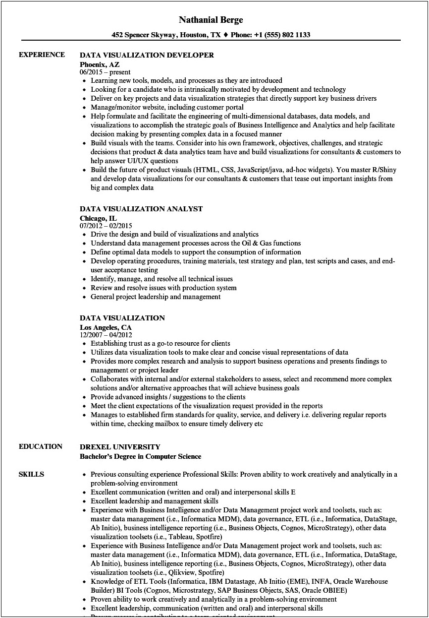 Data Analyst For A Library Resume Sample
