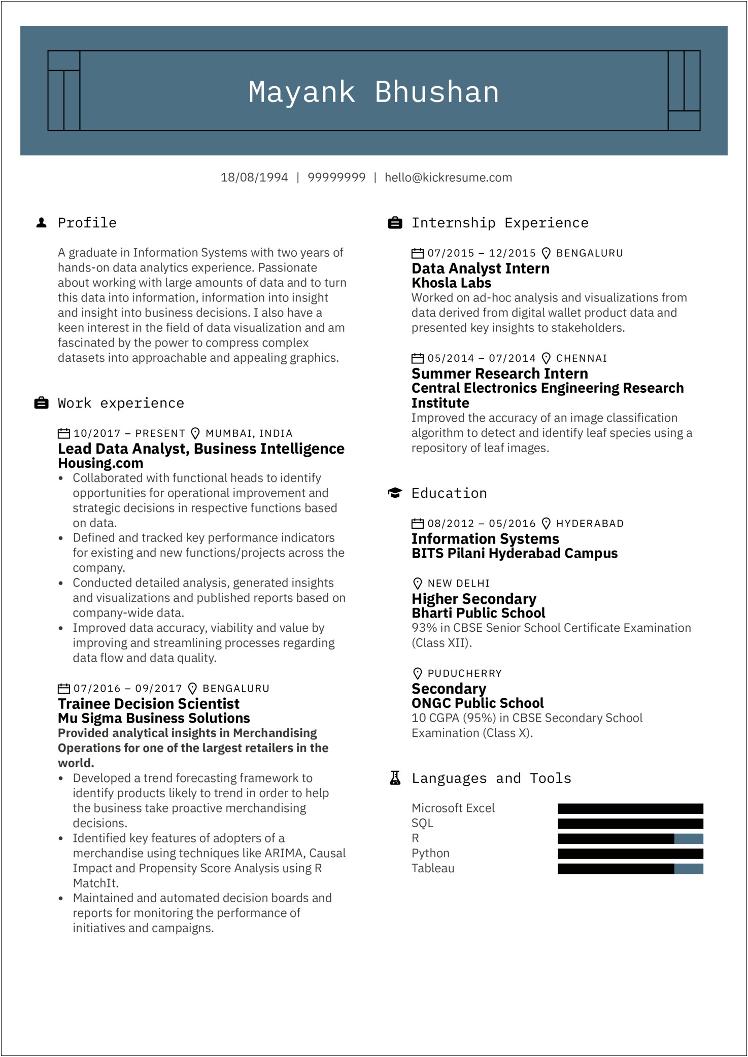 Data Analyst Resume Sample Download