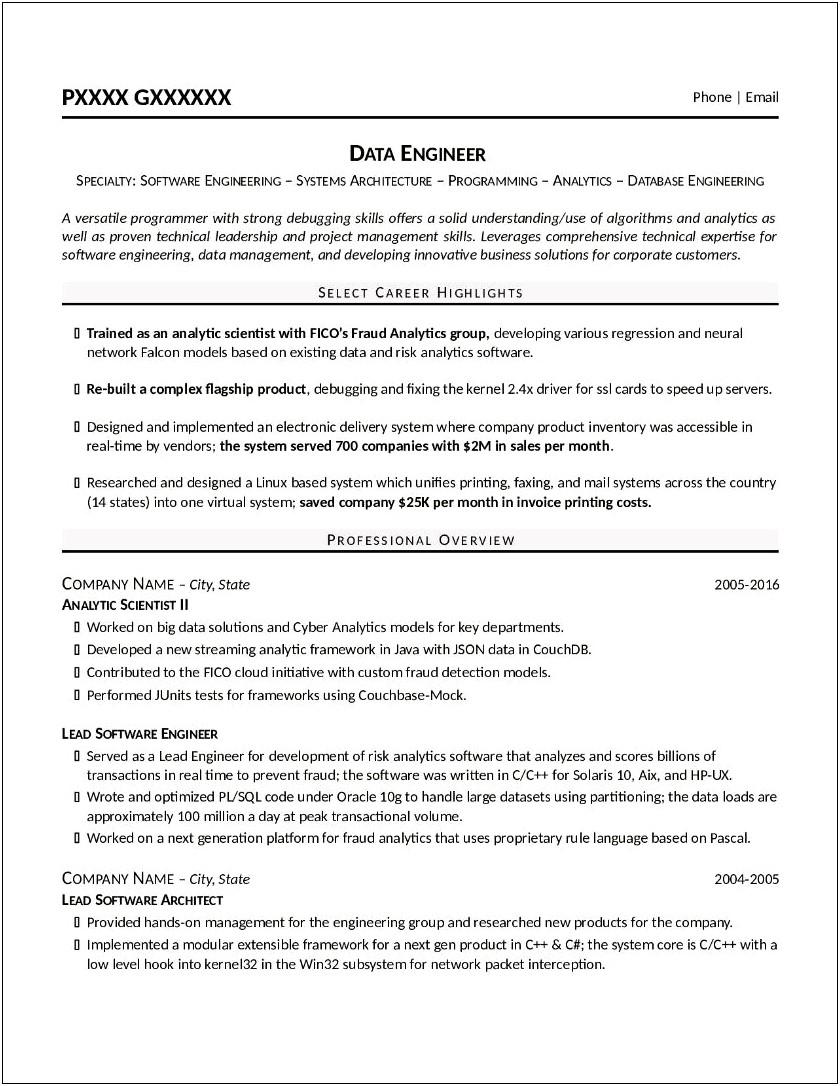Data Center Engineer Sample Resume